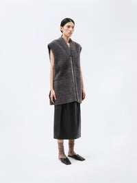 Veste sans manches en shearling bouclé