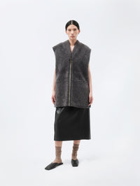 Veste sans manches en shearling bouclé