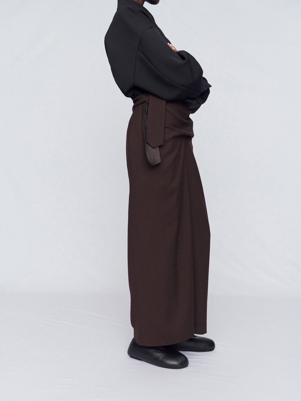 Long skirt in crepe wool