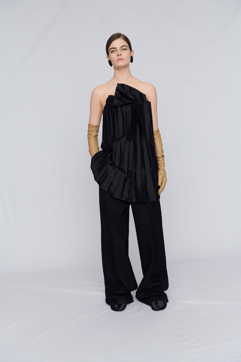 Straight leg trousers in evening tuxedo wool