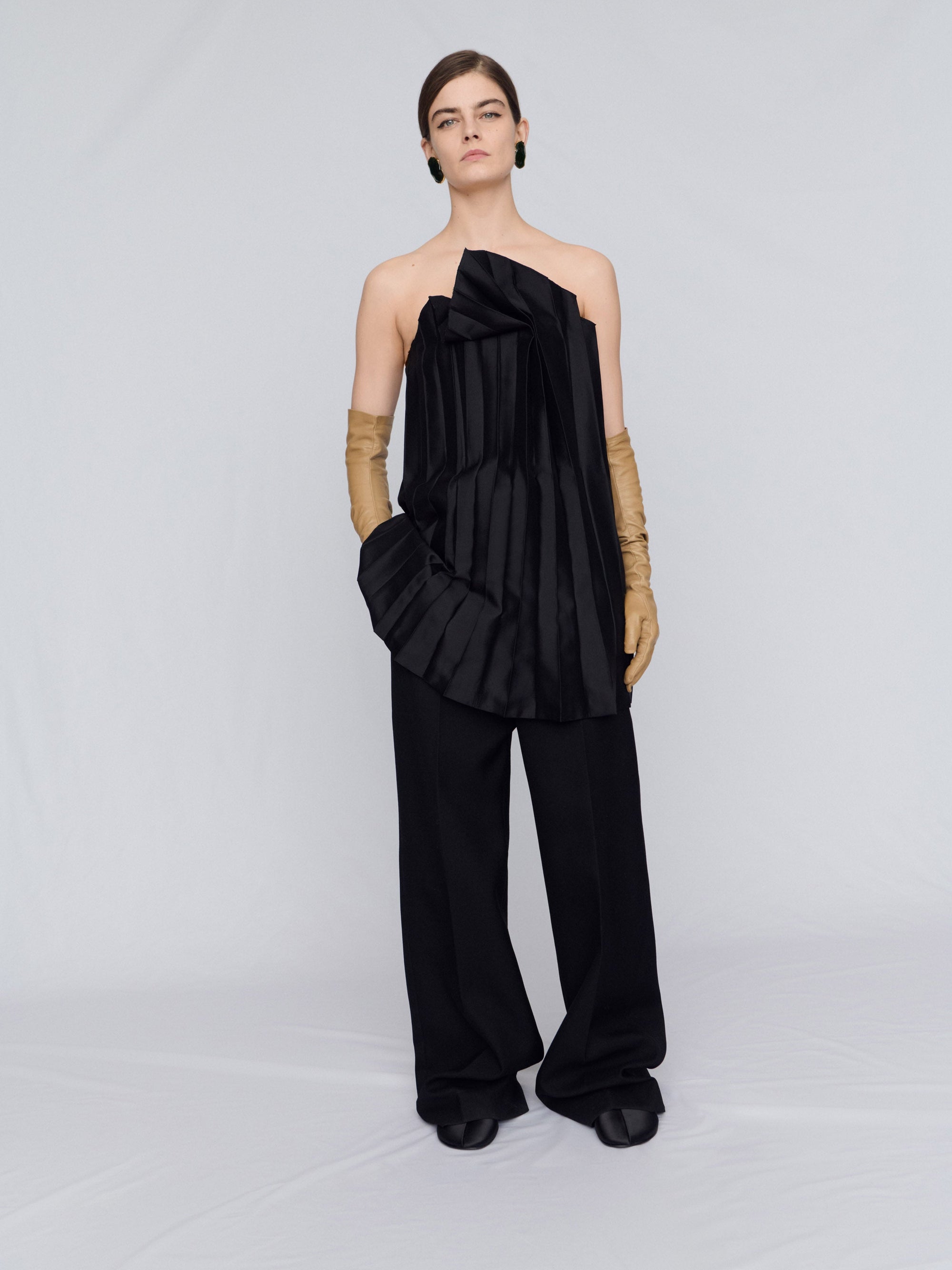 Straight leg trousers in evening tuxedo wool