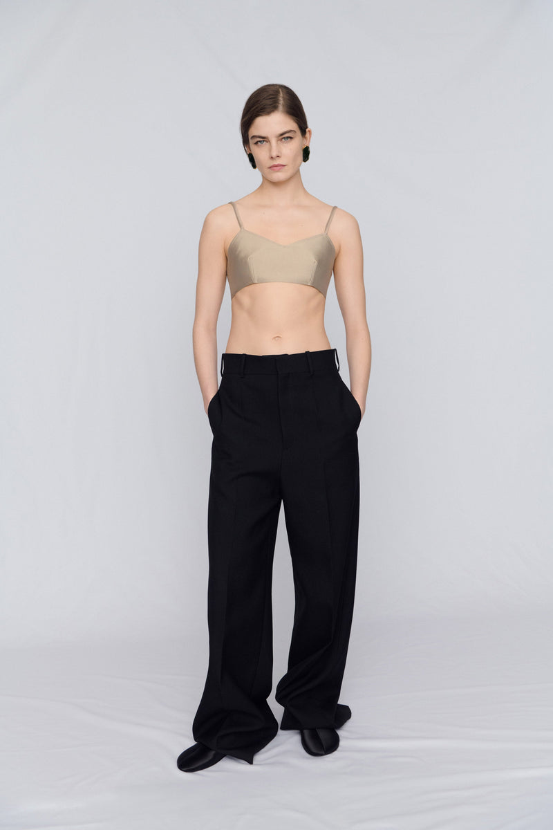 Straight leg trousers in evening tuxedo wool