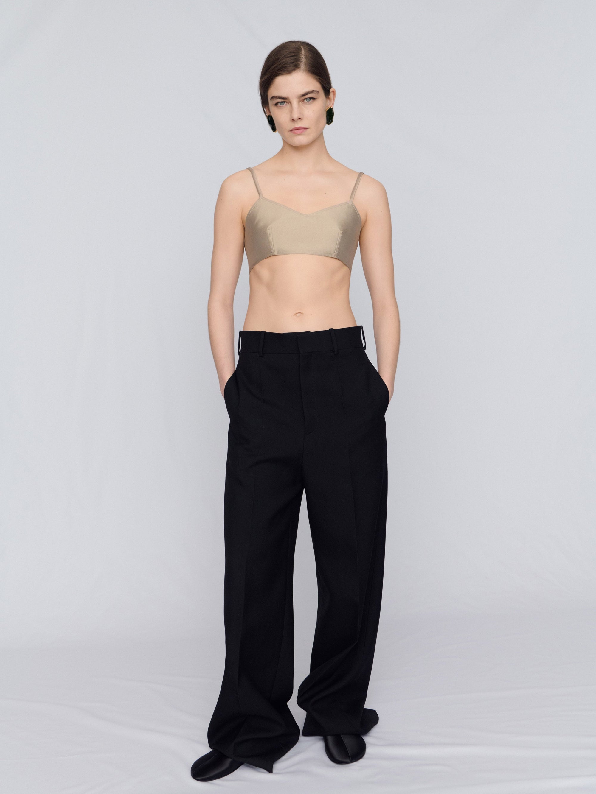 Straight leg trousers in evening tuxedo wool