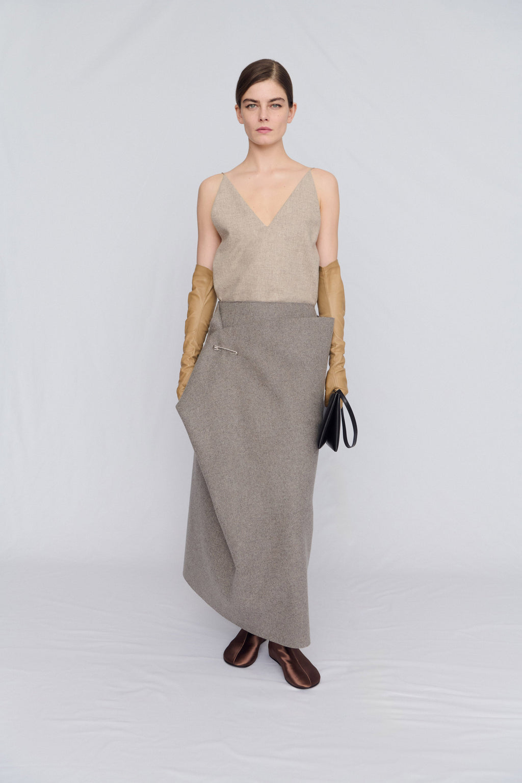 Slip dress in chiné wool