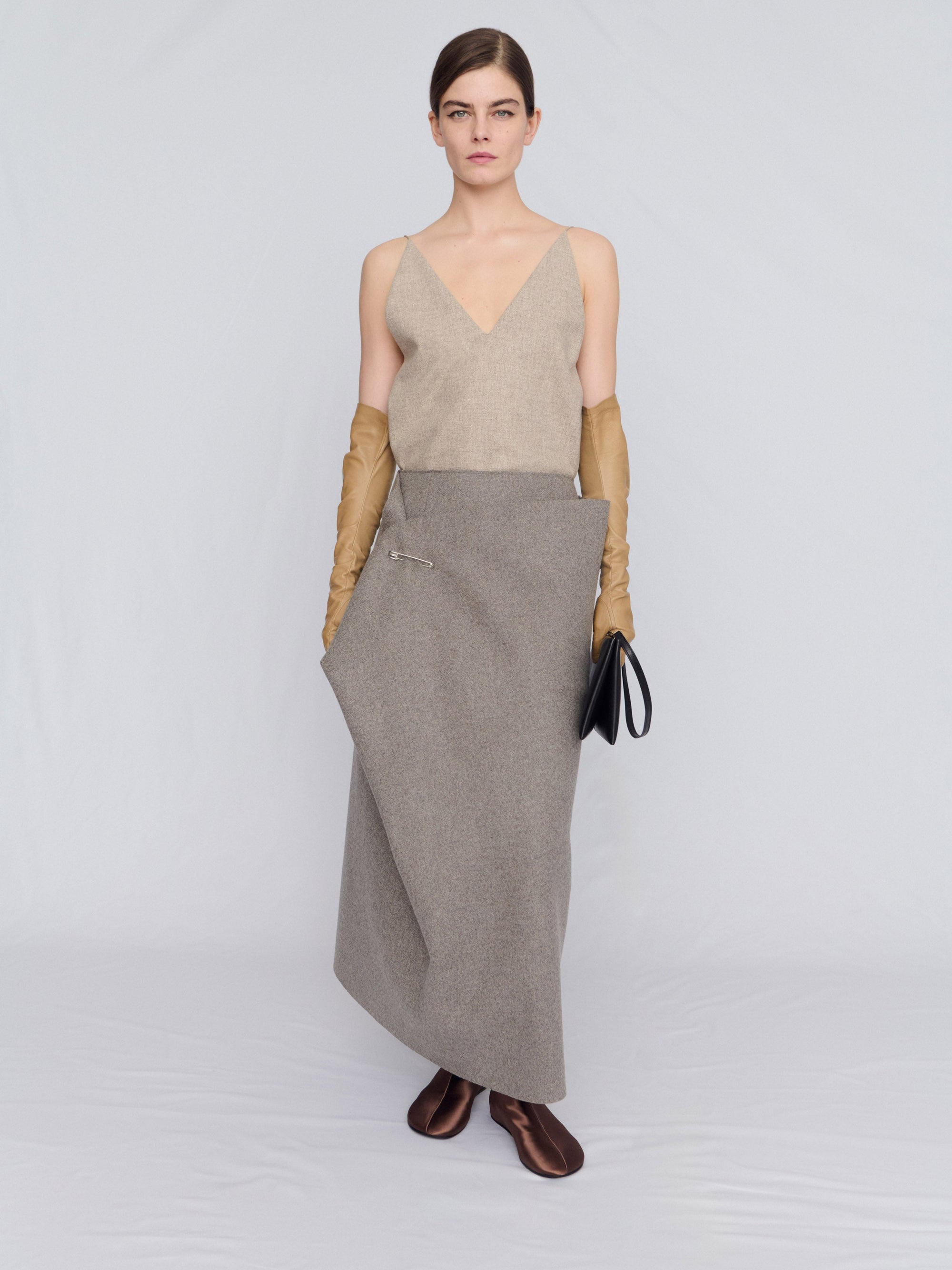 Slip dress in chiné wool