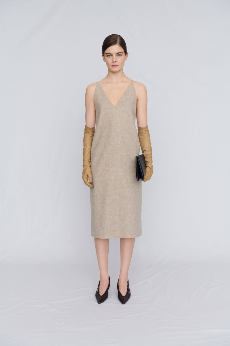 Slip dress in chiné wool