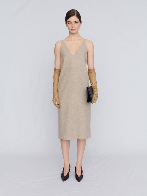 Slip dress in chiné wool