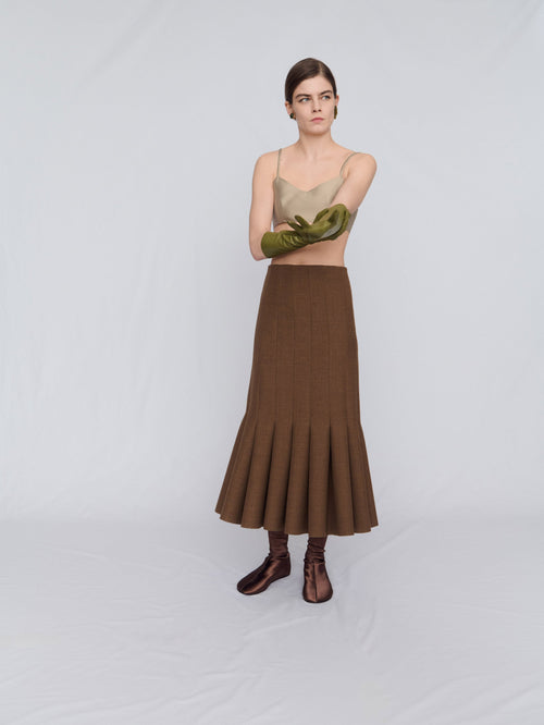 Flared skirt in double worsted wool