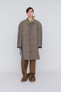 Coat in pressed check wool