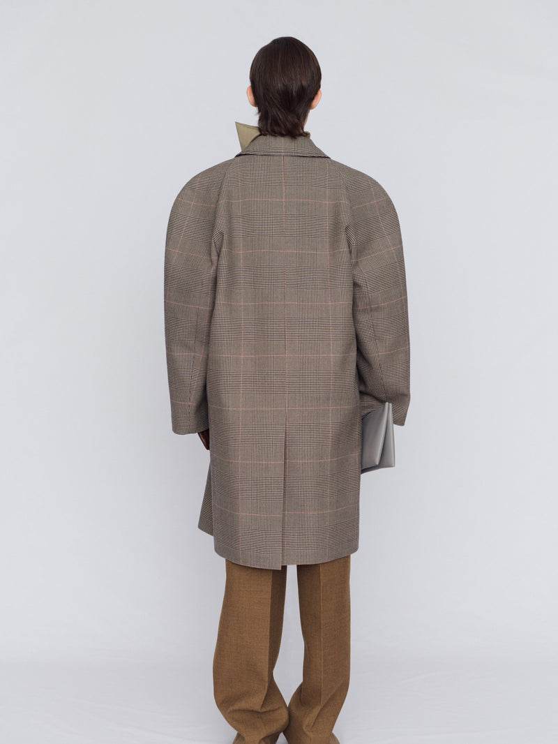 Coat in pressed check wool