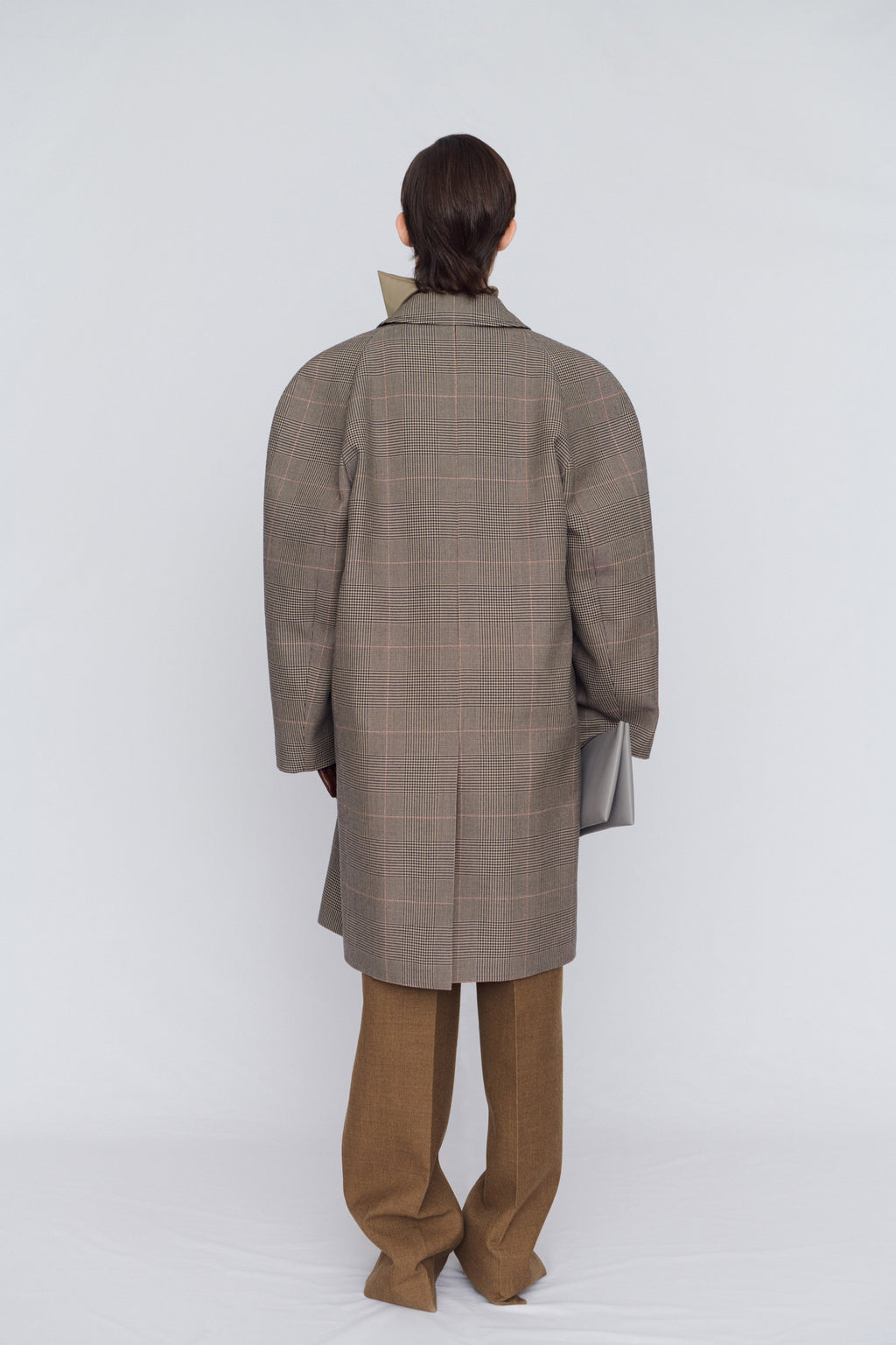 Coat in pressed check wool