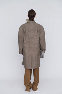 Coat in pressed check wool