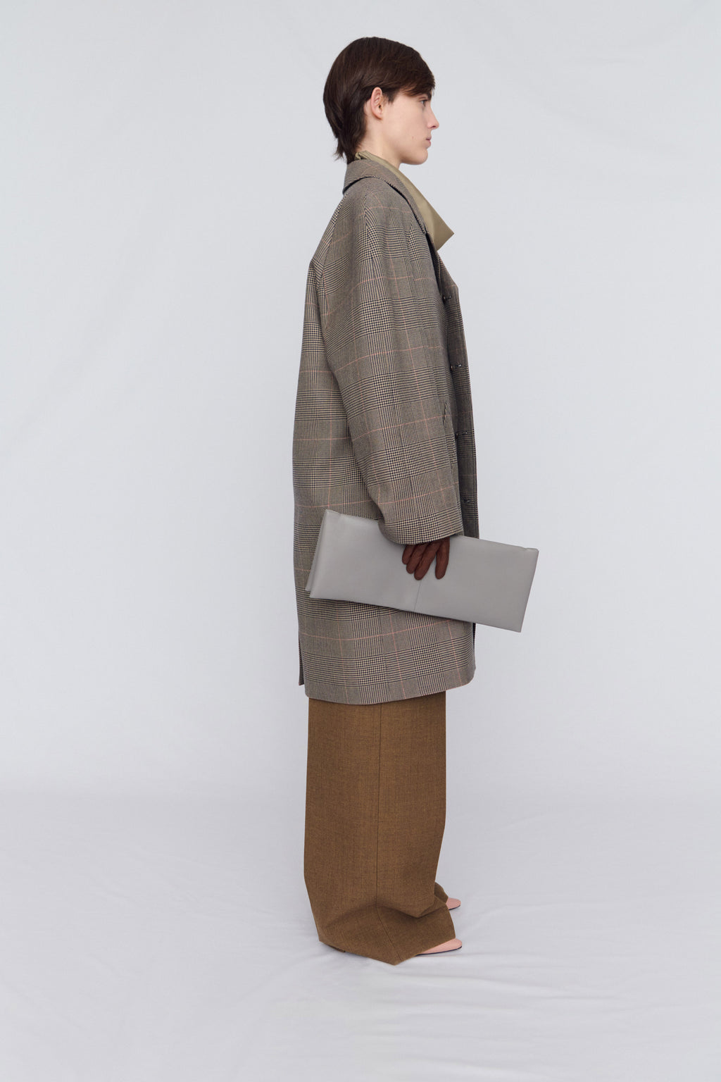 Coat in pressed check wool