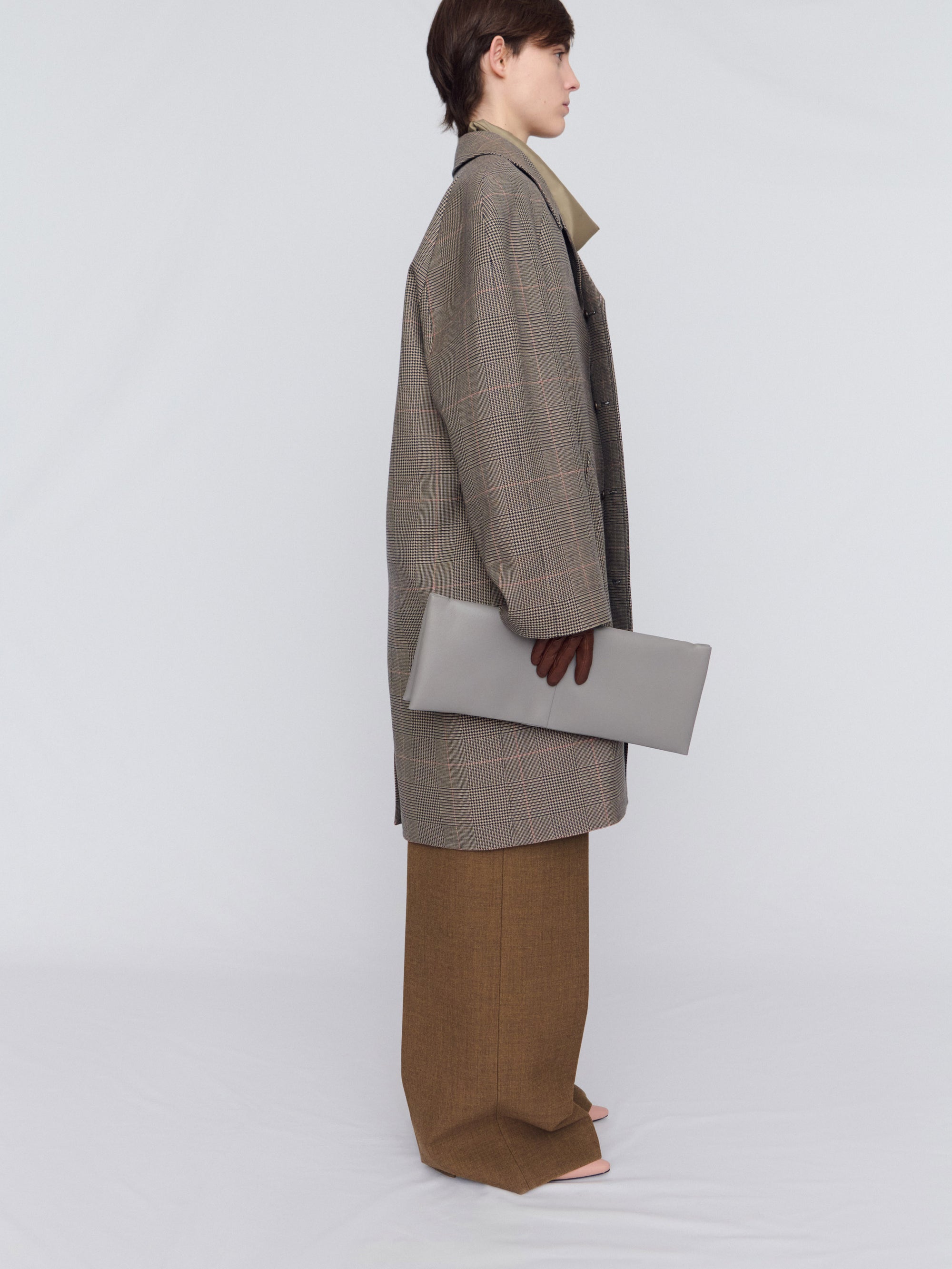 Coat in pressed check wool