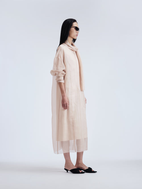 Robe col écharpe en organdi