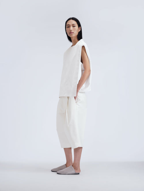 Long bermuda shorts in cotton silk twill