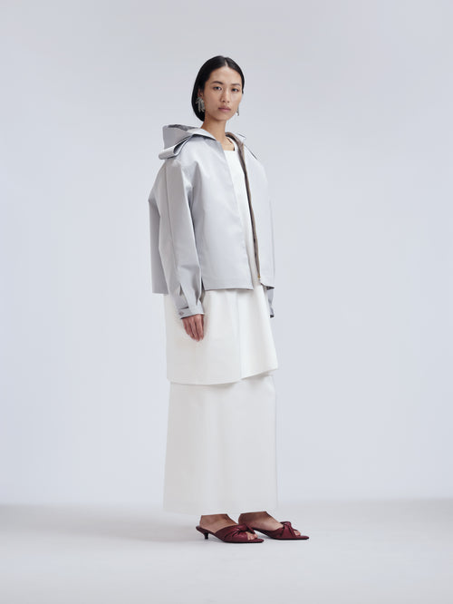 Hooded blouson in compact nylon