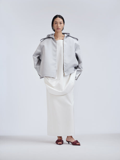 Hooded blouson in compact nylon