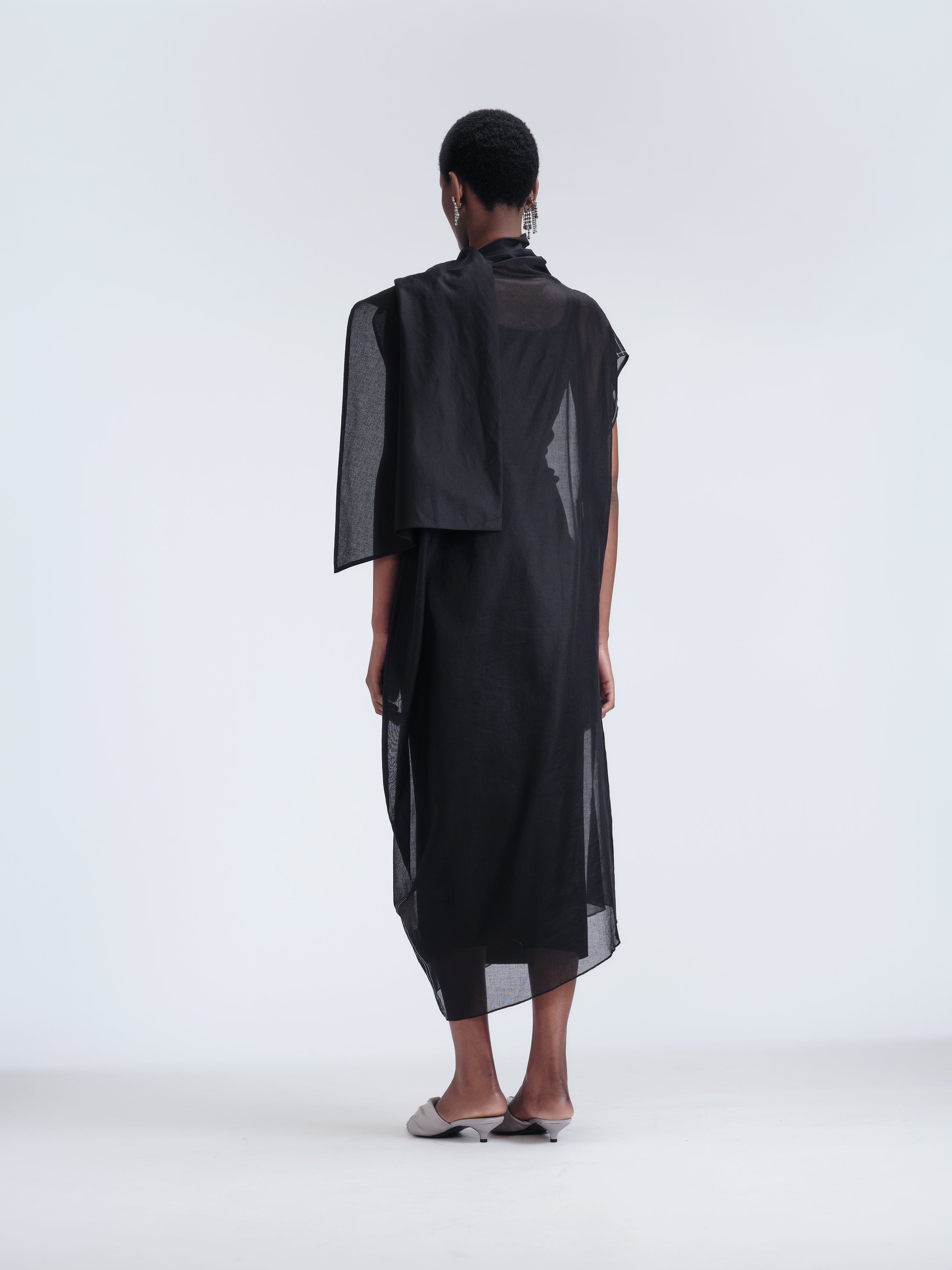 Sheer scarf dress in organdie