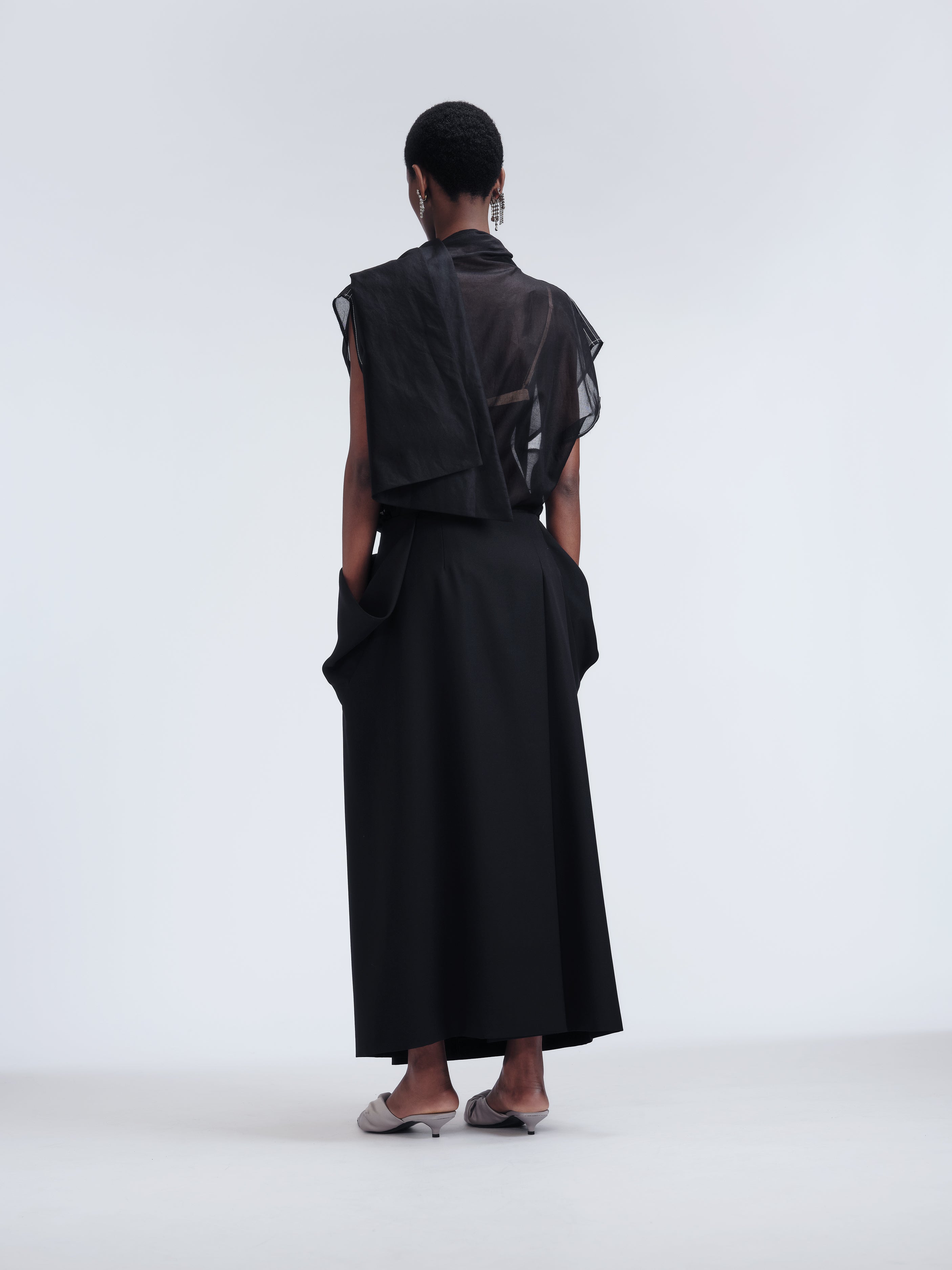 Wrap skirt in grain de poudre