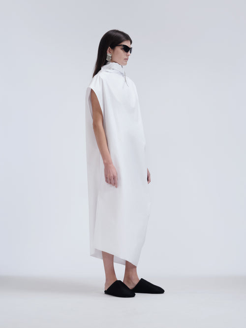 Robe foulard en popeline compacte