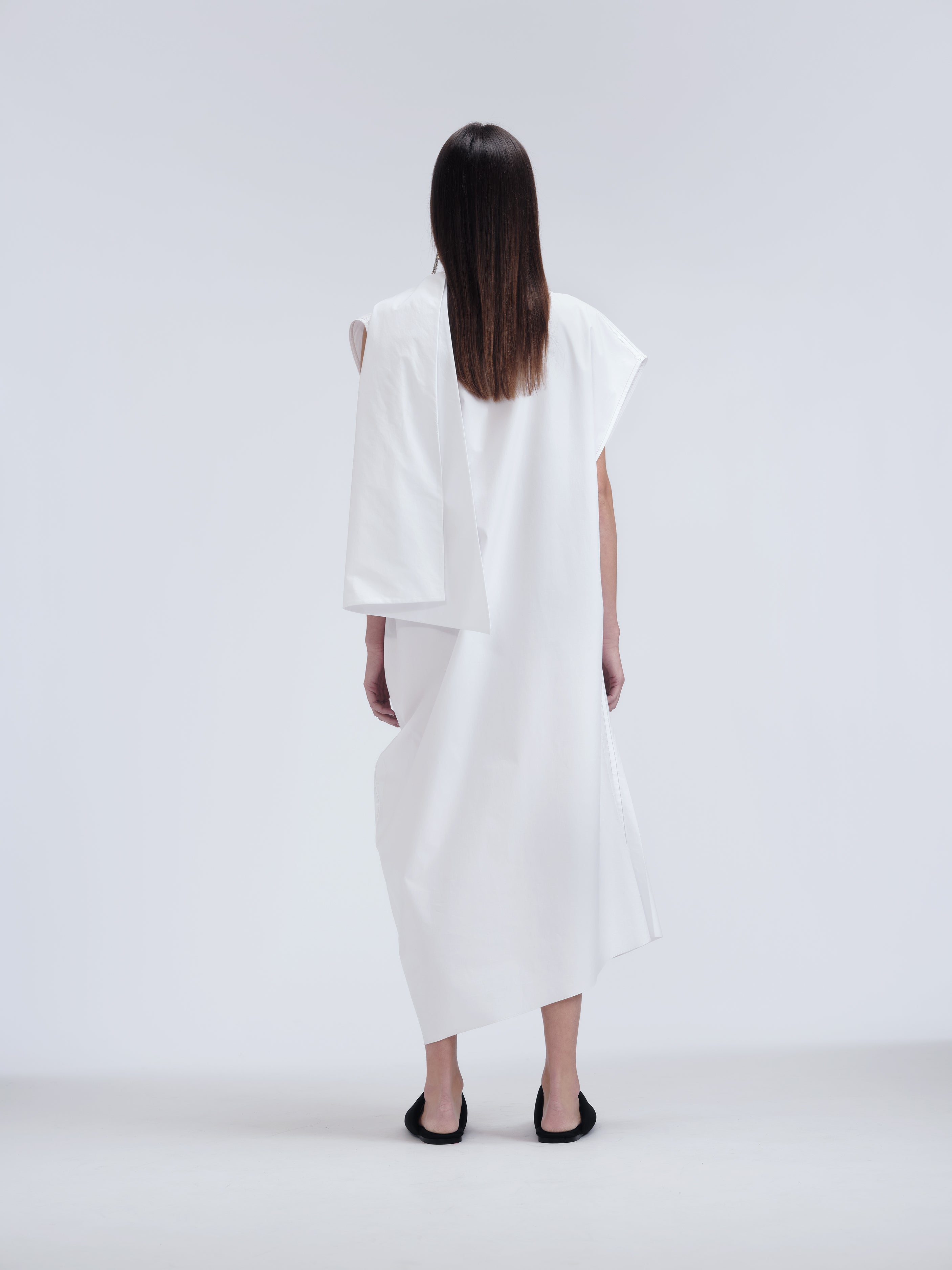 Scarf dress in heavy poplin plain