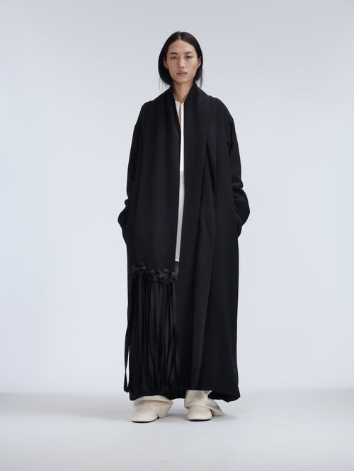Padded dressing gown in silk heavy crepe