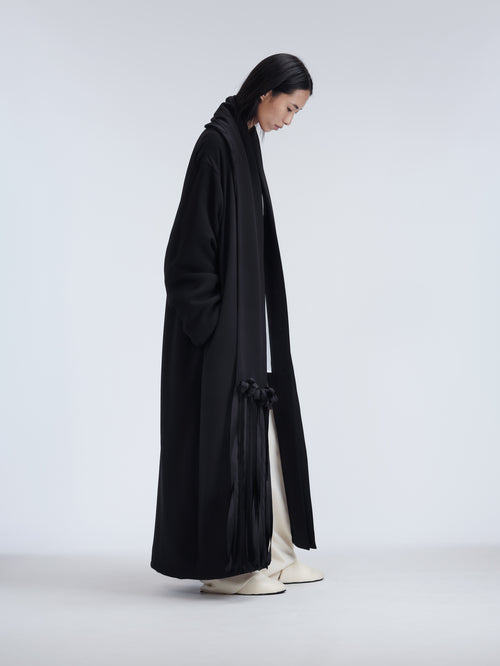 Padded dressing gown in silk heavy crepe