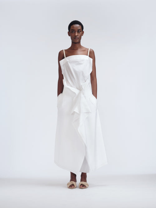 Draped skirt in viscose twill