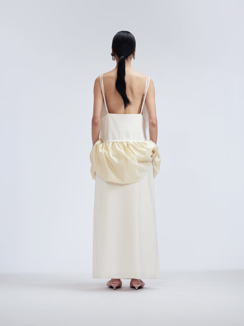 Layered twist dress in pressed wool