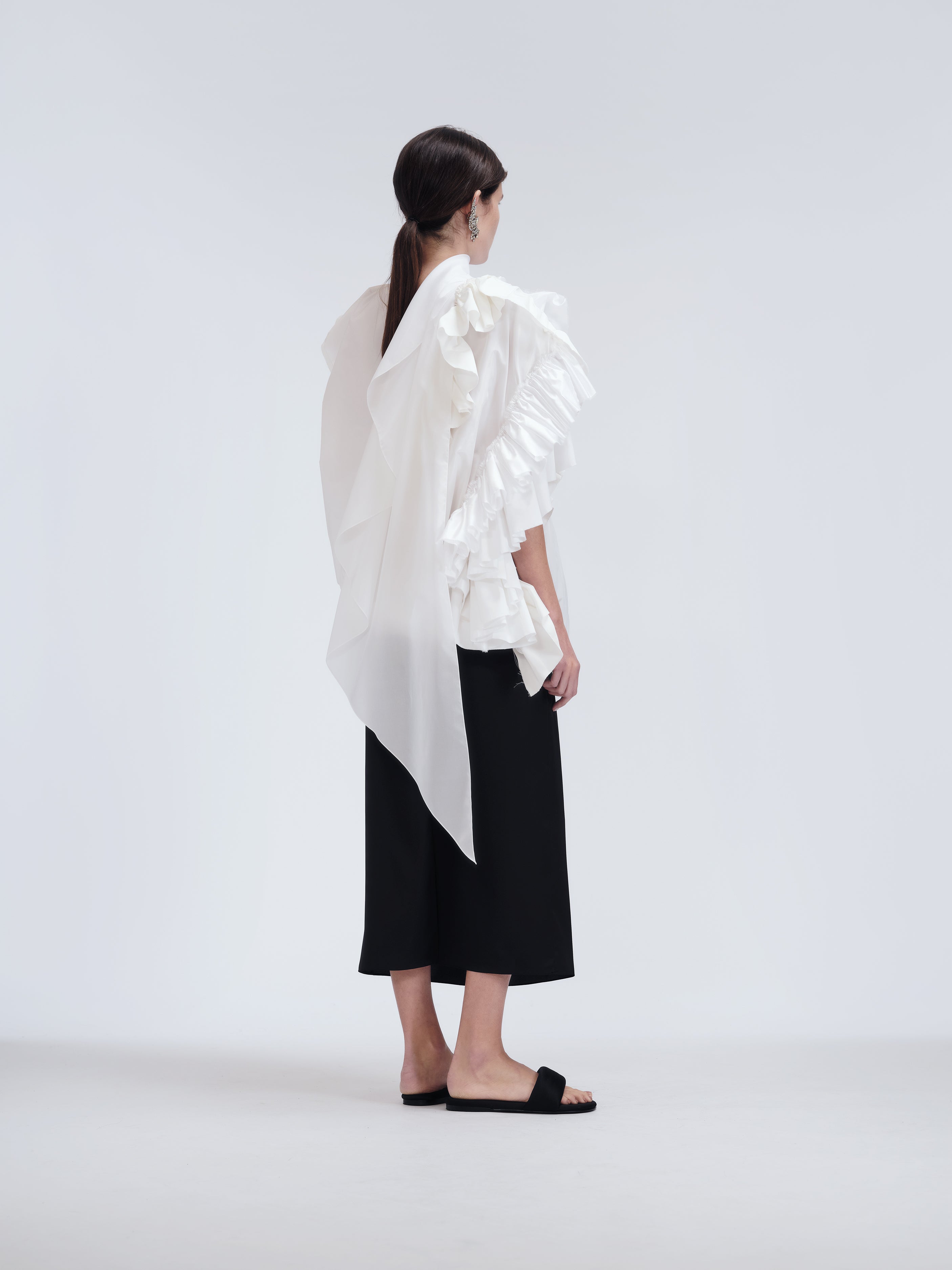 Blouse à volants en taffetas de soie