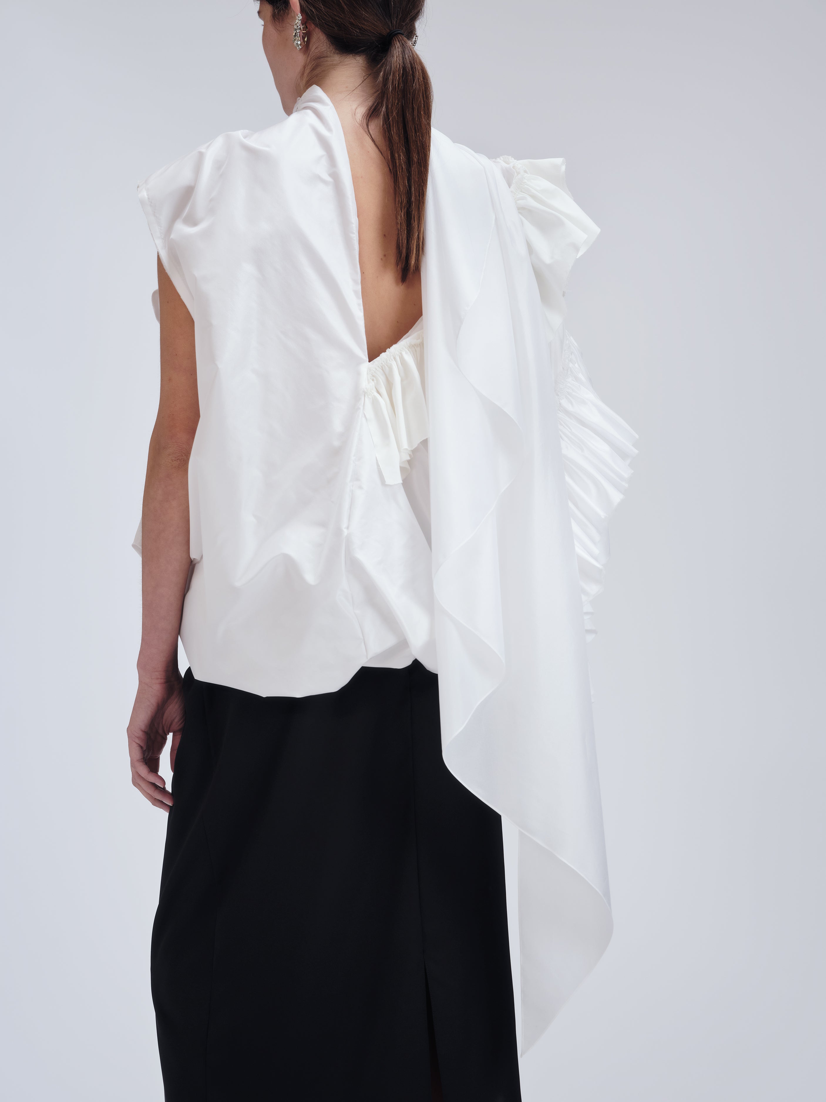 Blouse à volants en taffetas de soie