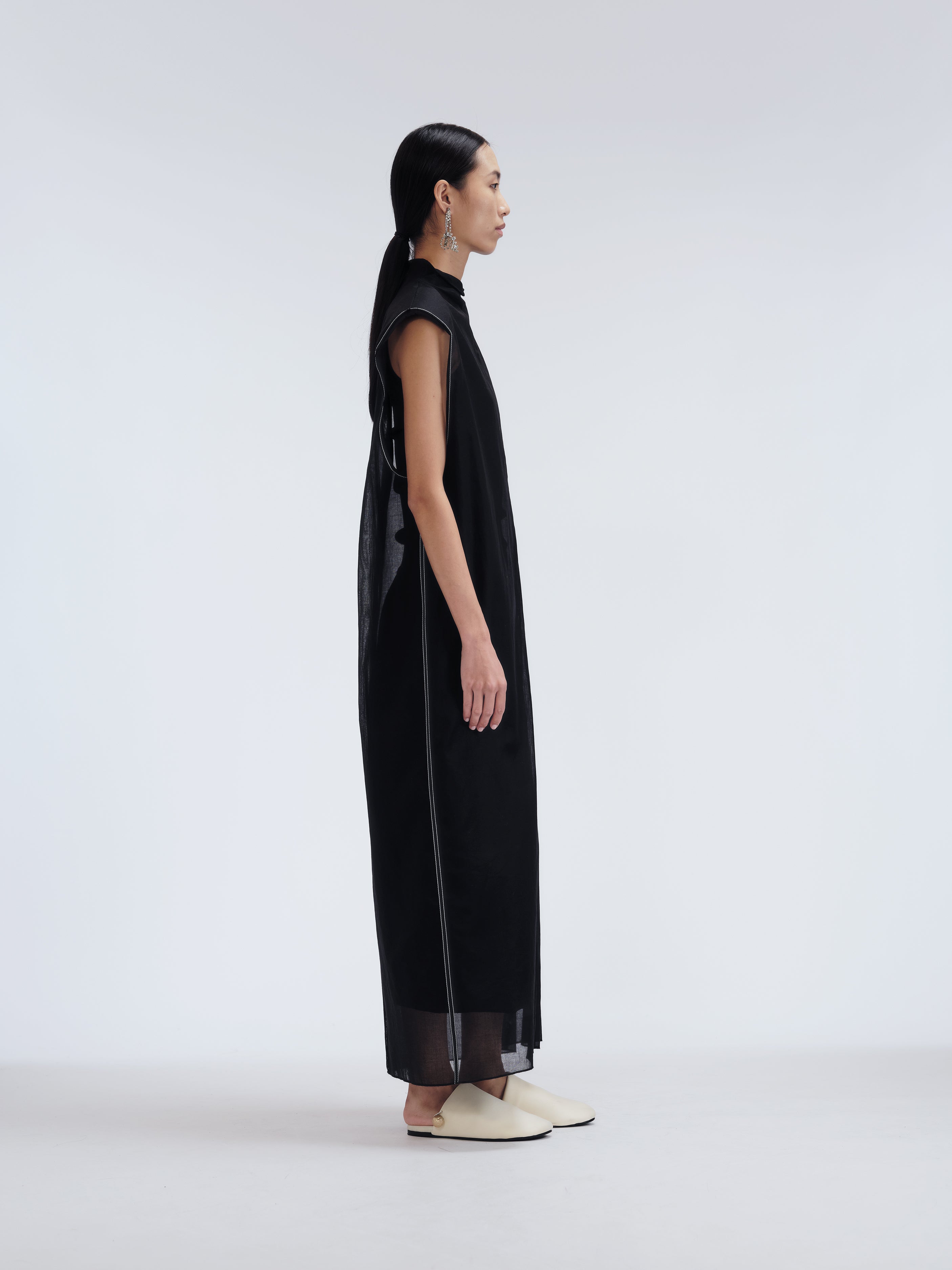 Sheer column dress in organdie