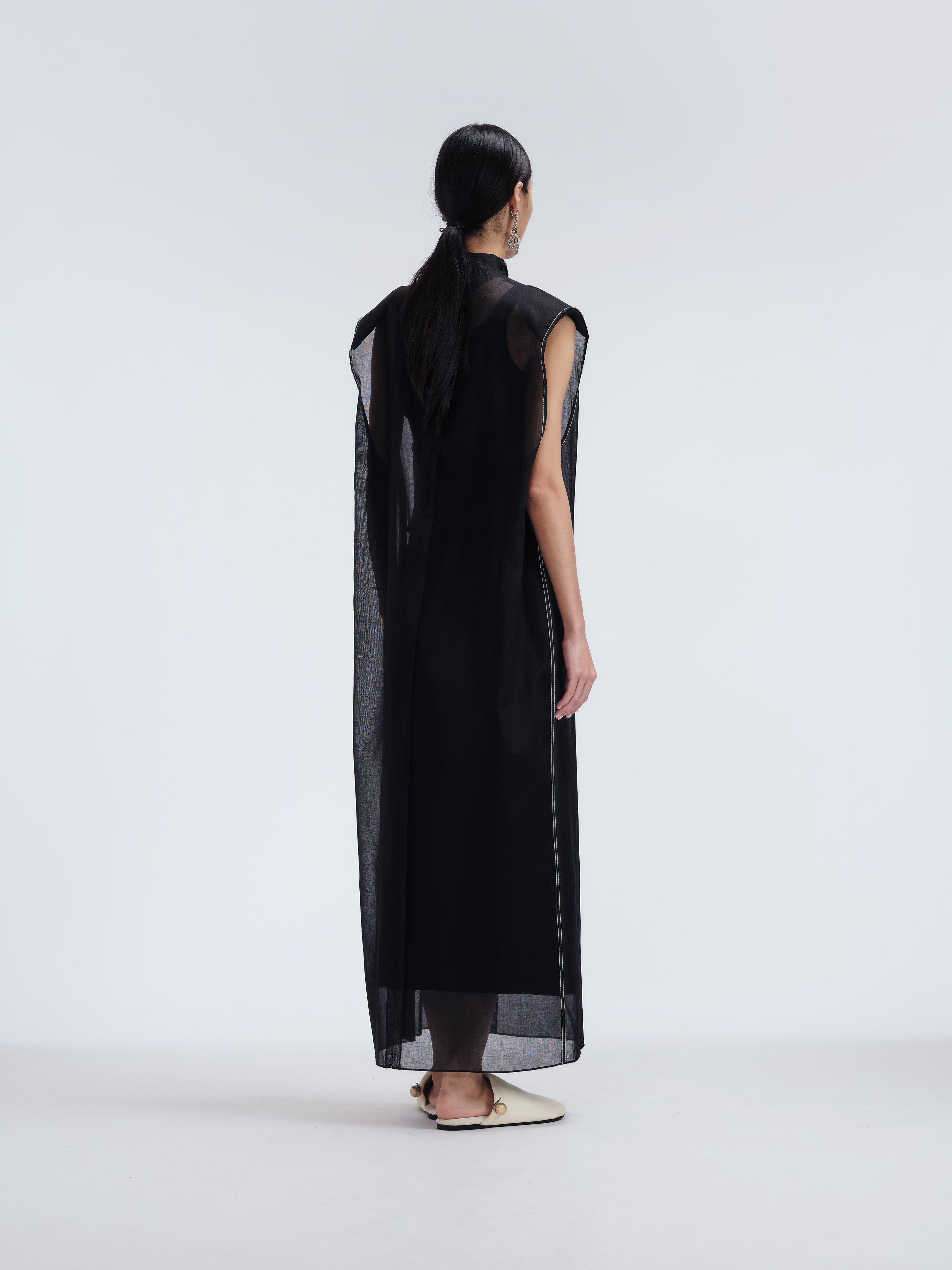 Sheer column dress in organdie