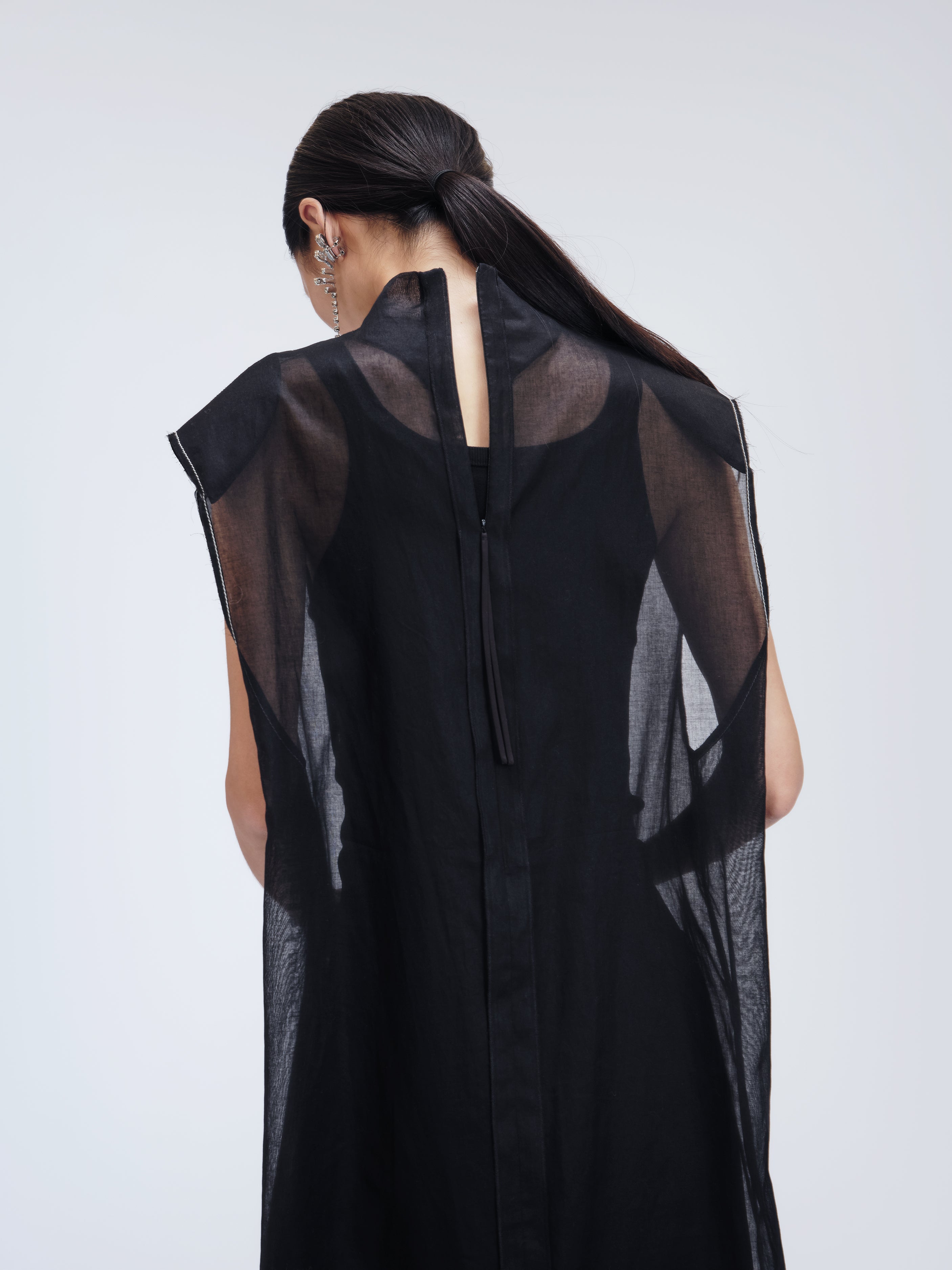 Sheer column dress in organdie