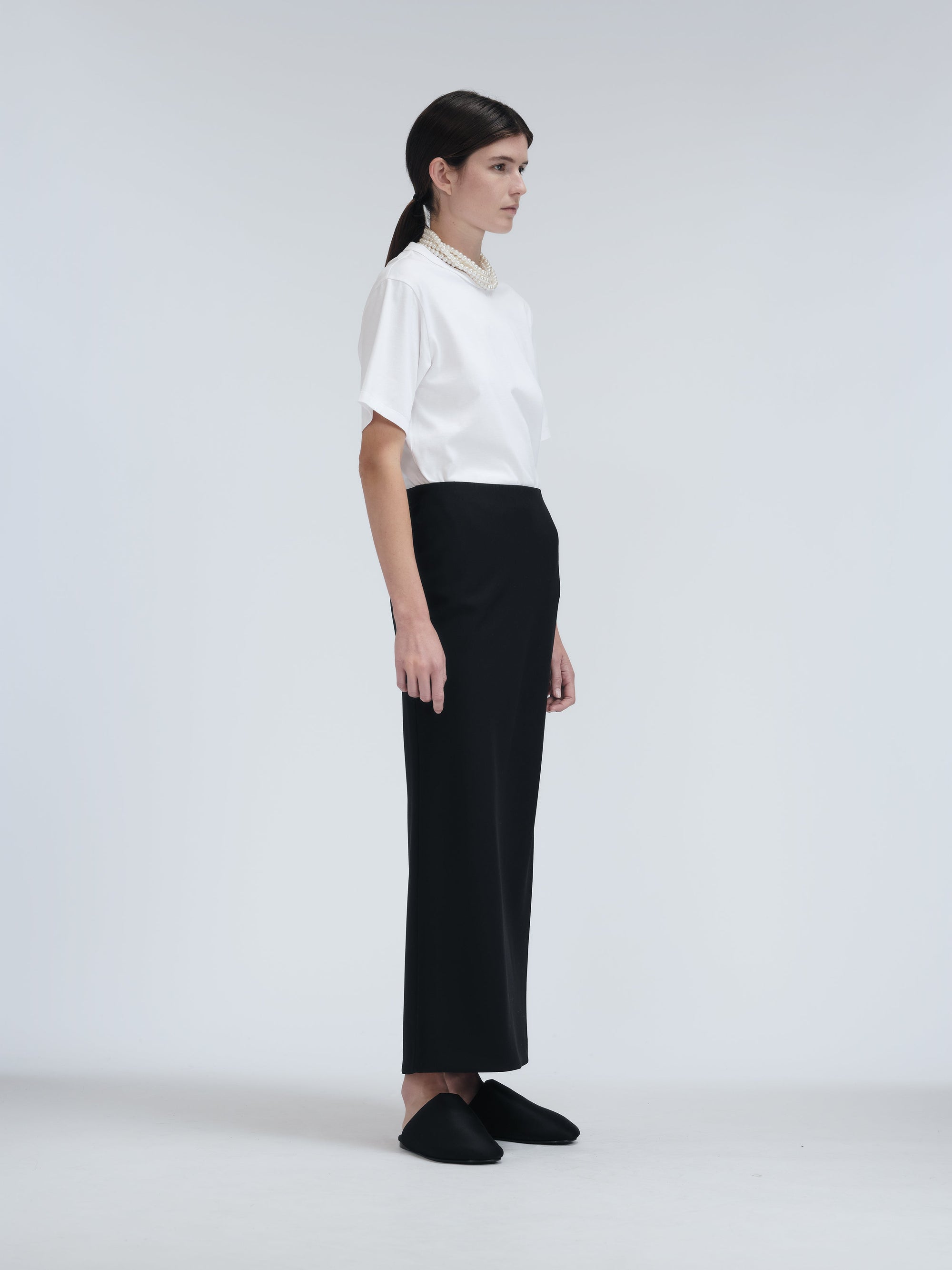 Long skirt in grain de poudre