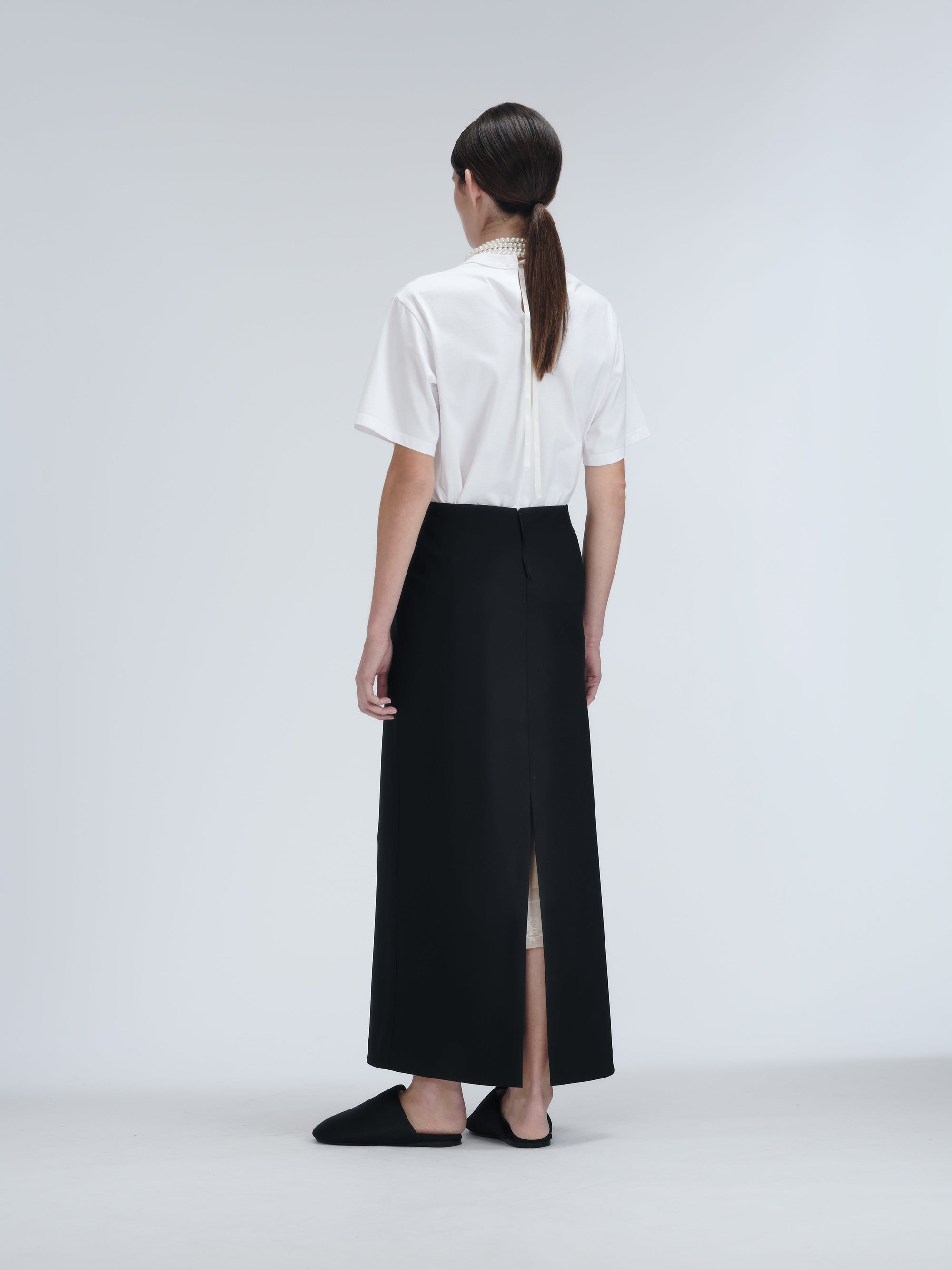 Long skirt in grain de poudre