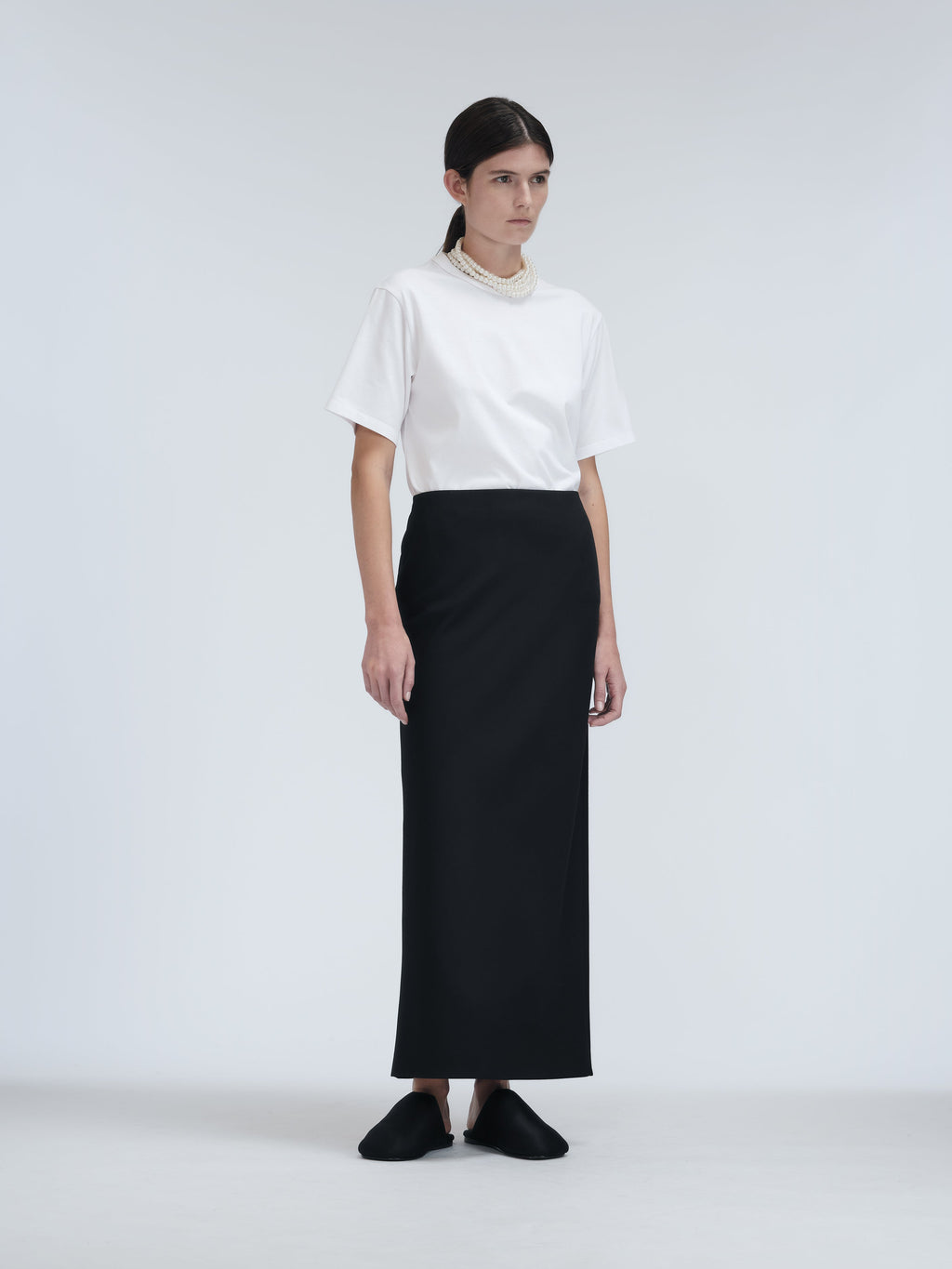 Long skirt in grain de poudre