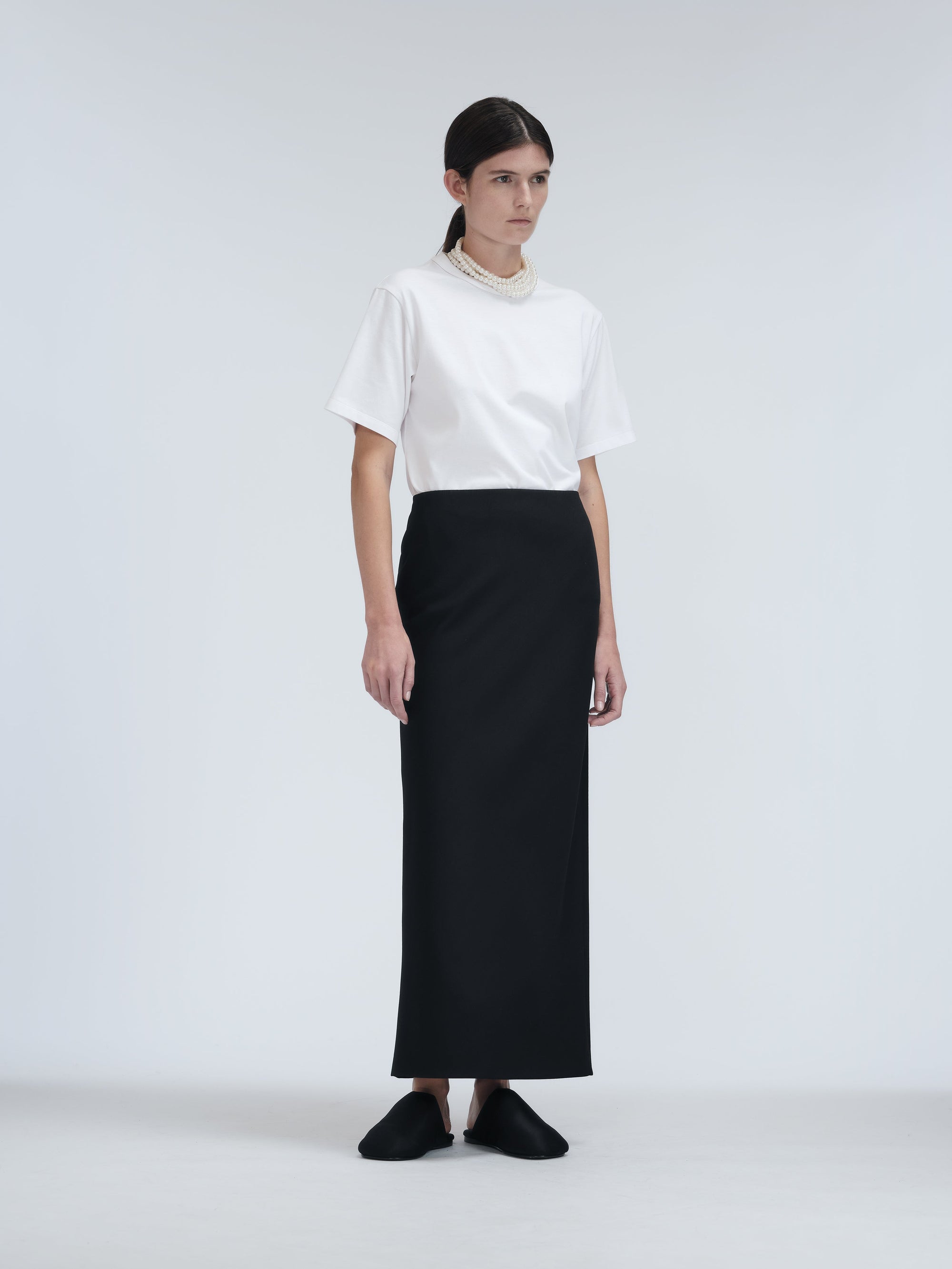 Long skirt in grain de poudre