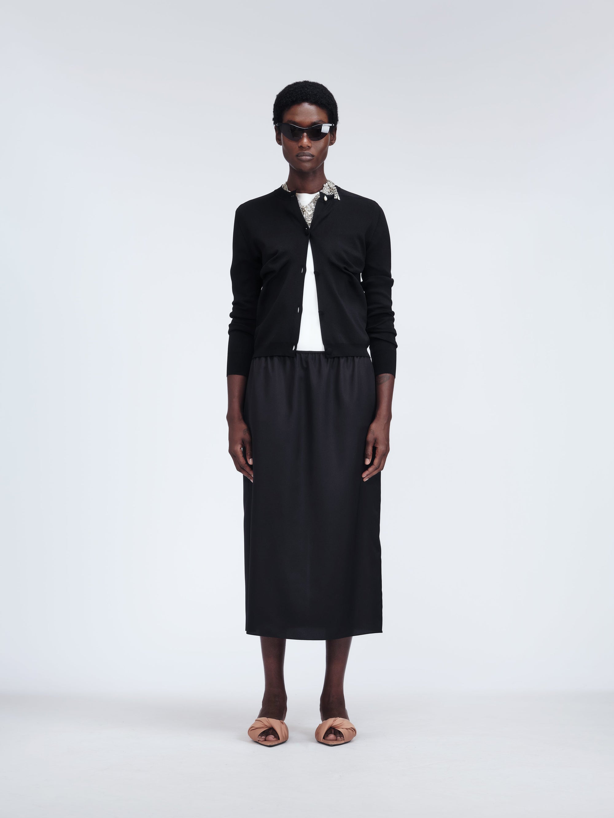 Pull-on skirt in silk toile