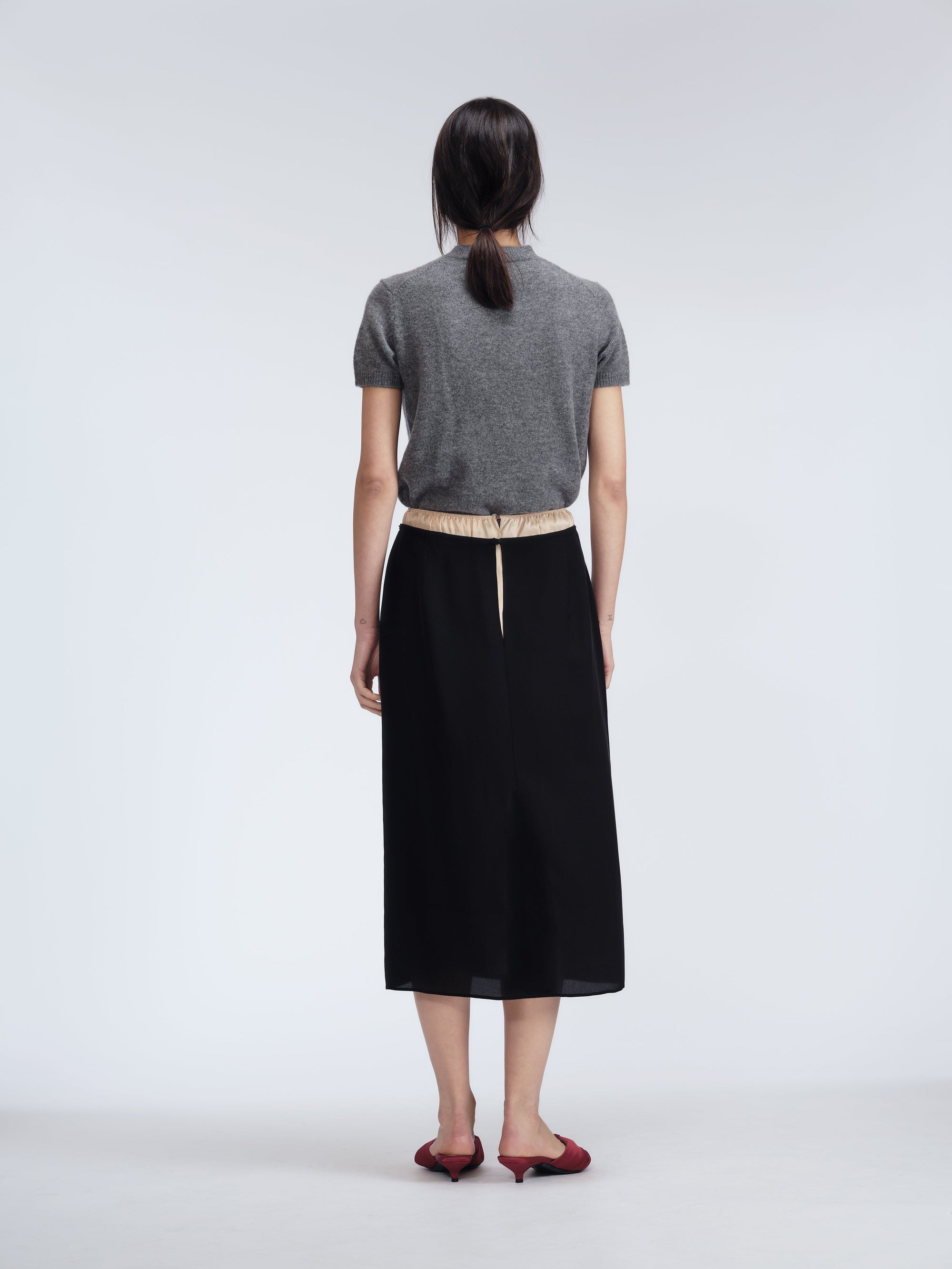 Pull manches courtes en cachemire double