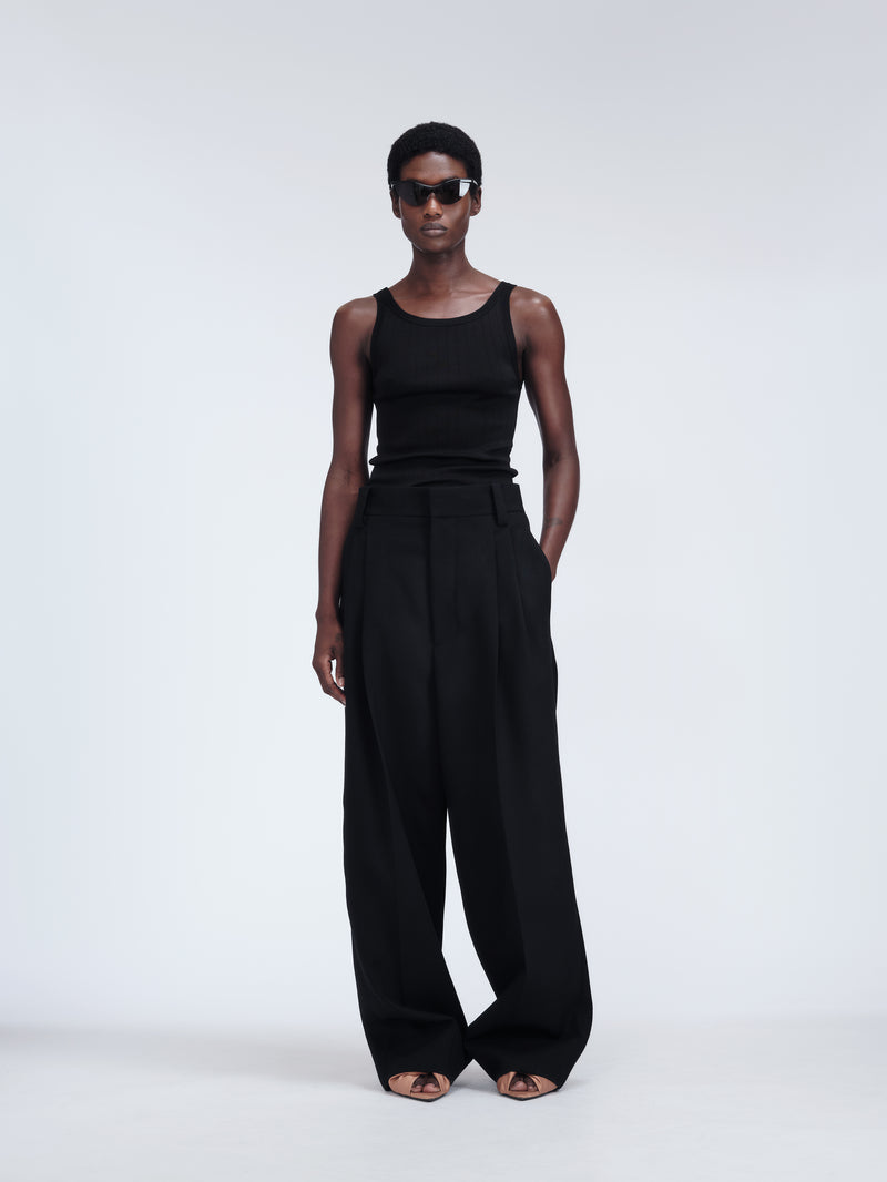 Knitted tank top in technical silk