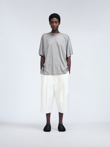 Tシャツ・カットソー Carven Deep Black Silk T-Shirt T by Alexander Wang Men's Slub Rayon Silk Crew Neck T-Shirt