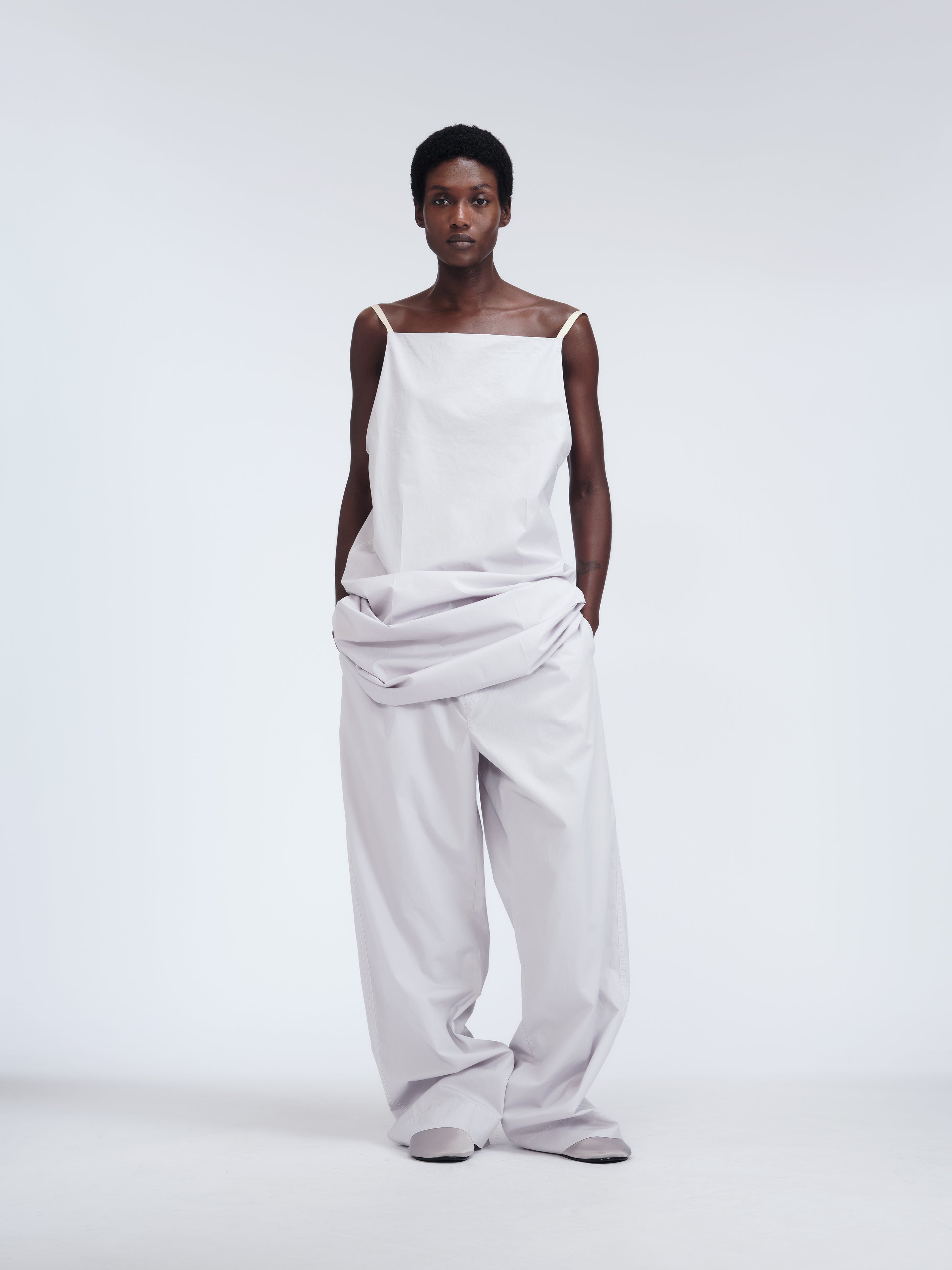 Slip Dress in Cloud Matt Poplin