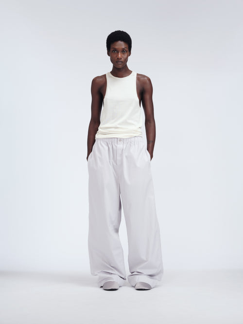 Pantalon taille élastique en popeline mate