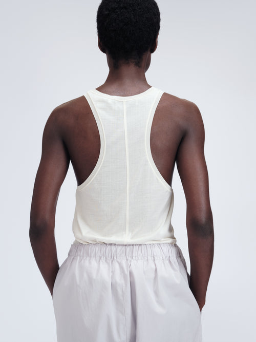 Tank-top in Ecru Silk Jersey