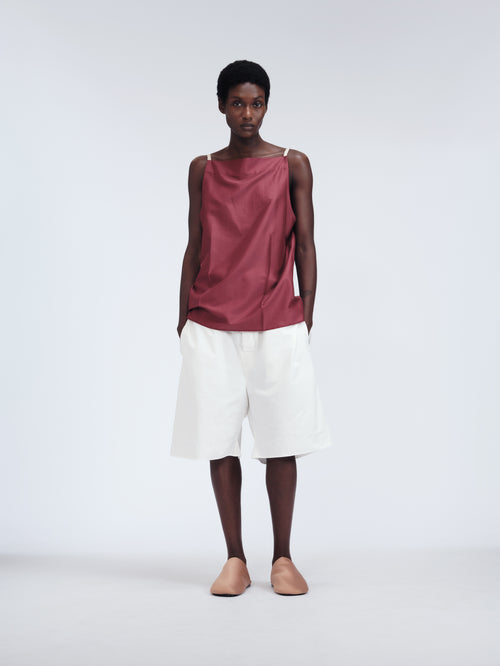 Short taille élastiquée en popeline de coton