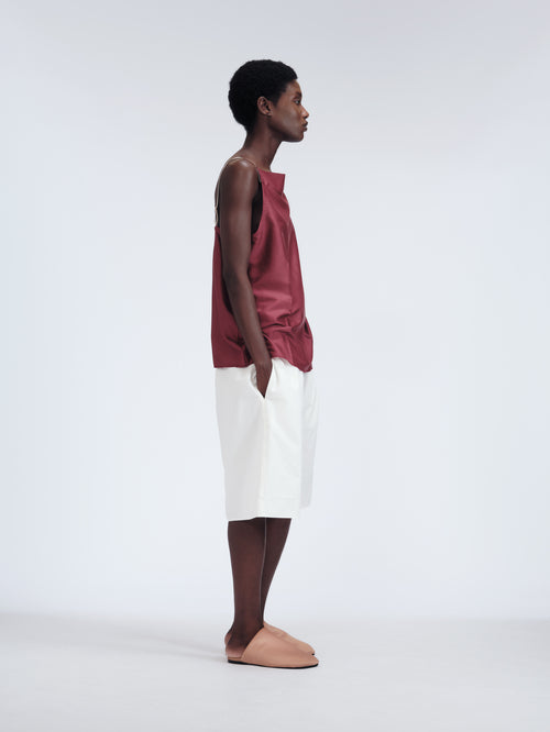 Short taille élastiquée en popeline de coton