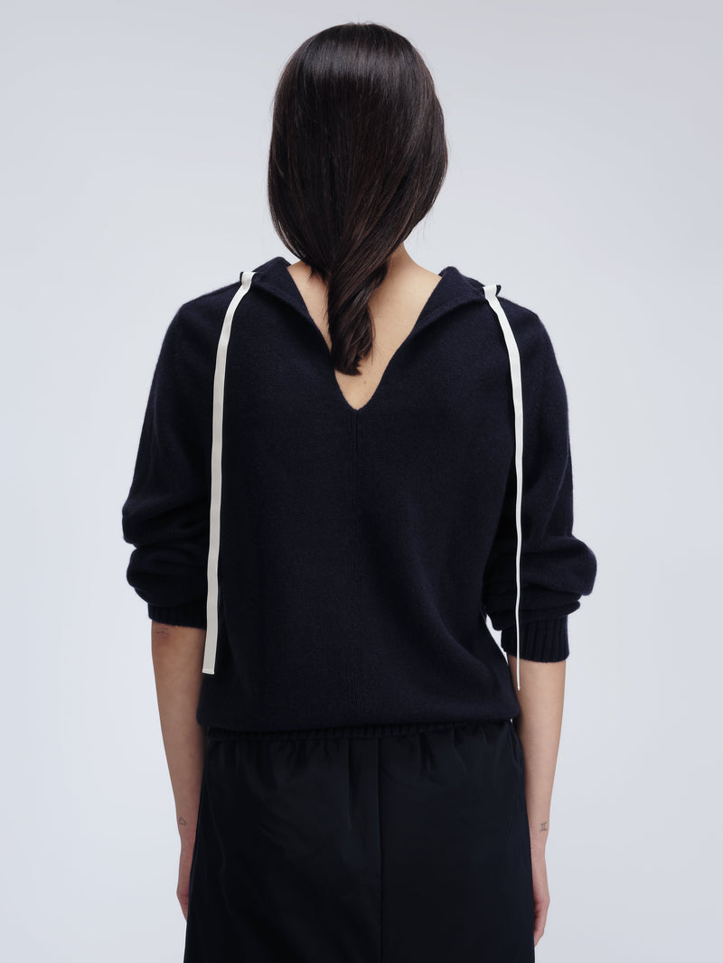 Tie-back jumper in double cashmere
