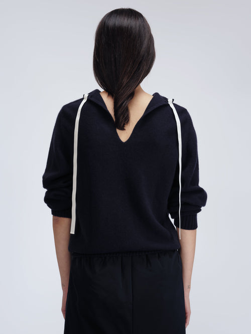 Tie-back jumper in double cashmere